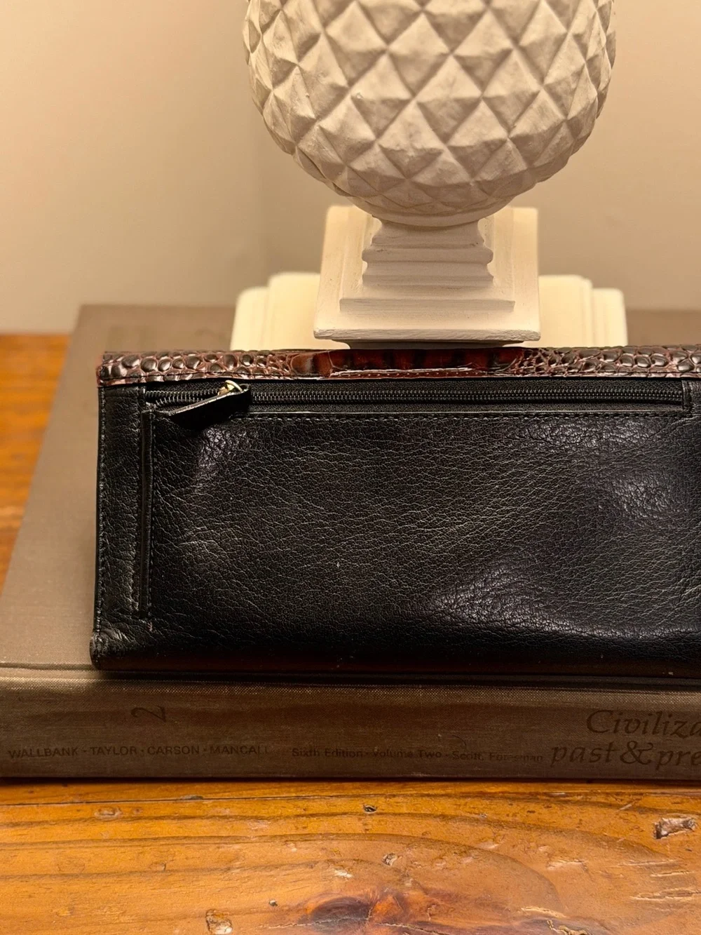 Classic Black & Brown Women’s Leather Wallet Clutch